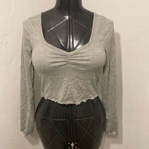 Gilly Hicks Sleep Grey Long-sleeve Crop-top